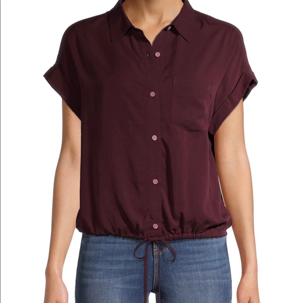 No Boundaries Button Up Cinched Waist Blouse